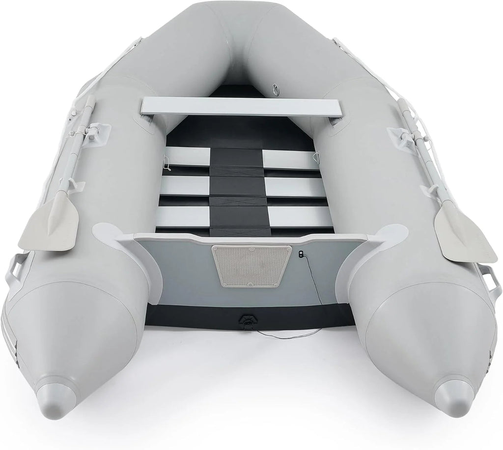 7.5ft Inflatable Dinghy Boat, 2 Person 660lb Transom Sport Tender Boat with Pump Aluminum Oars Floor, Heavy Duty Inflatable Raft Kayak for Adults