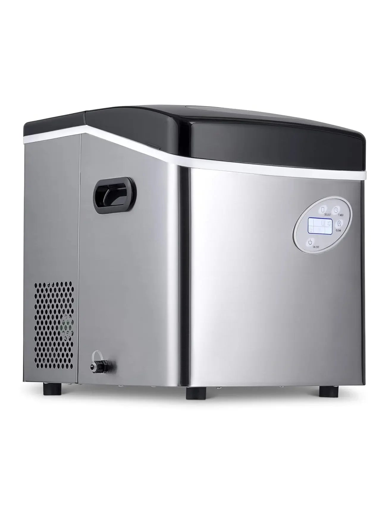 Portable Ice Maker 50 lb. Daily, 12 Cubes in Under 7 Minutes - Compact Countertop Design - 3 Size Bullet Shaped Ice - for Kitchen/Office/RV/Bar - Stainless Steel