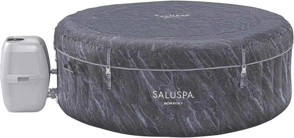 Large Round 2 to 4 Person Inflatable Hot Tub Portable Outdoor Spa with 120 AirJets and EnergySense Cover, Grey