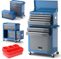 Tool Chest 8-Drawer | 42'' Large Rolling Tool Chest with Wheels | Detachable Top Metal Tool Box | Garage Storage Cabinet for Repair Room,Warehouse | Rolling Tool Box with Hooks,Liners,Tray Divider